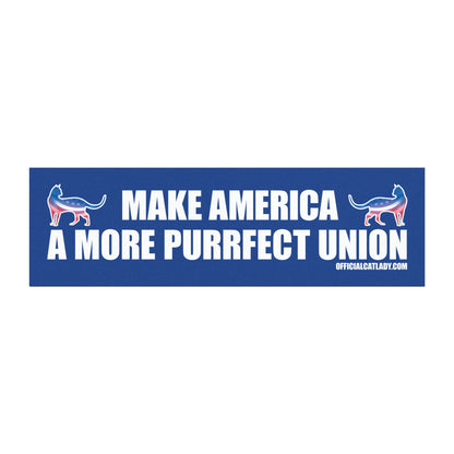 Make America A More Purrfect Union - Blue Political Cat-Themed Car Magnet