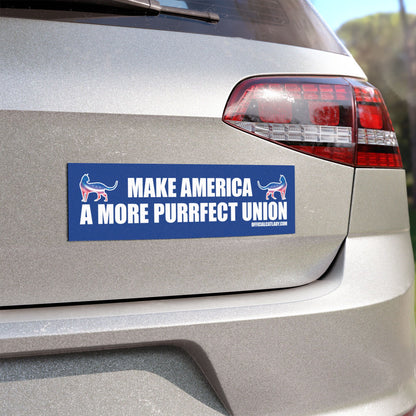 Make America A More Purrfect Union - Blue Political Cat-Themed Car Magnet