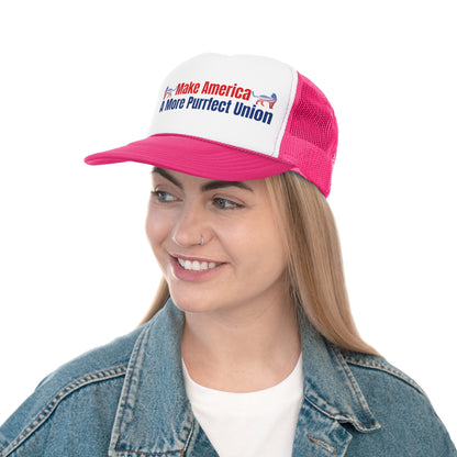 Make America A More Purrfect Union Printed Trucker Cap