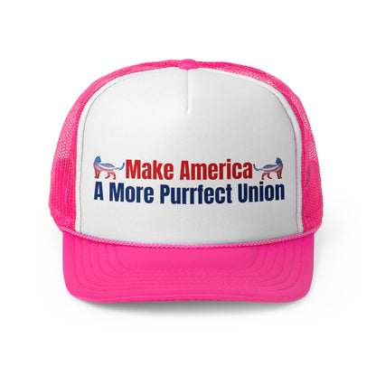 Make America A More Purrfect Union Printed Trucker Cap