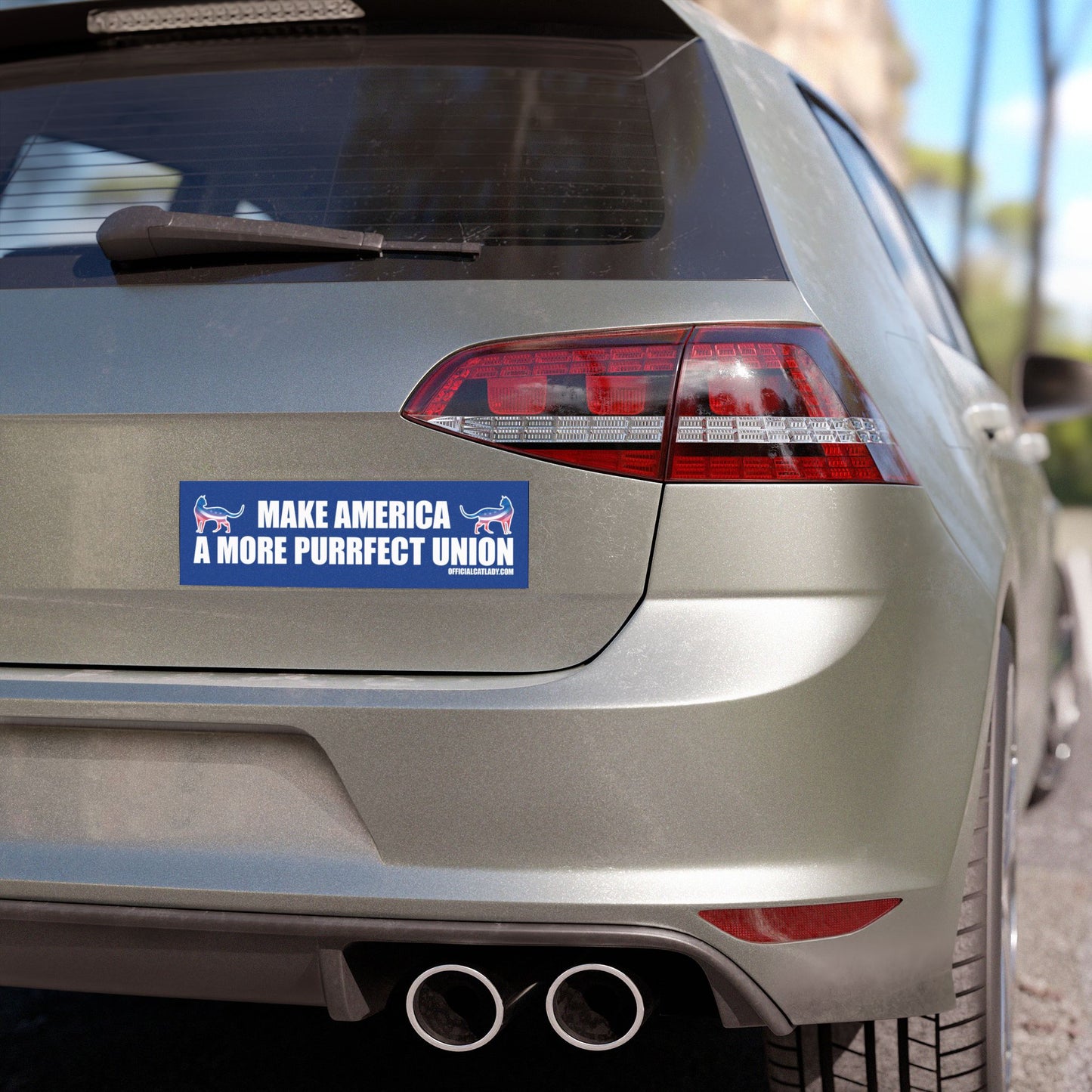 Make America A More Purrfect Union - Blue Political Cat-Themed Car Magnet