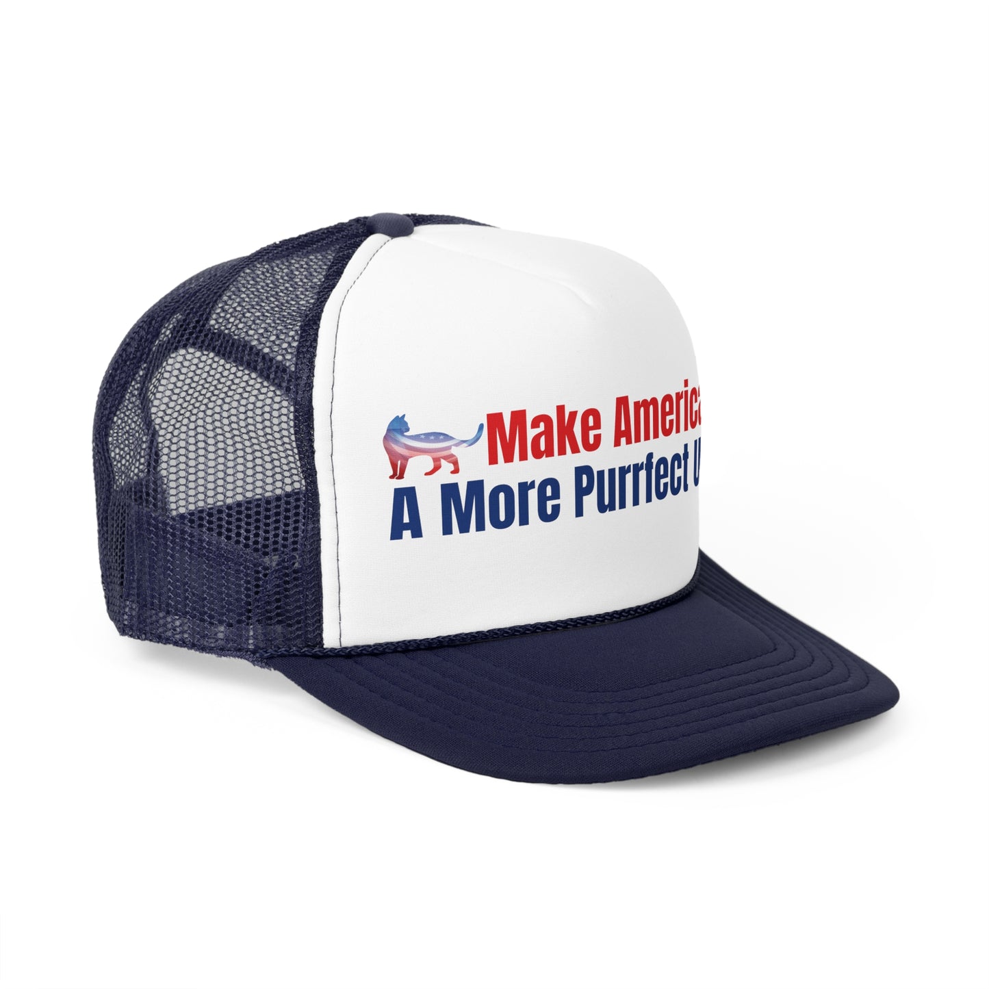 Make America A More Purrfect Union Printed Trucker Cap