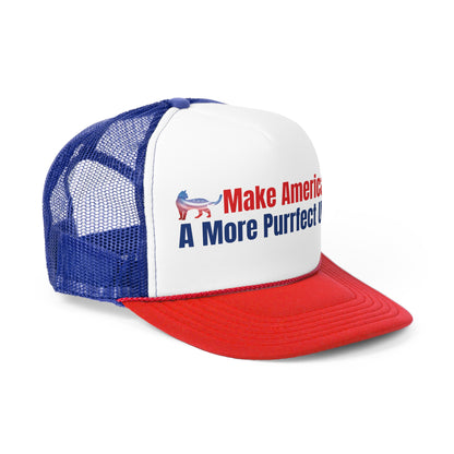Make America A More Purrfect Union Printed Trucker Cap