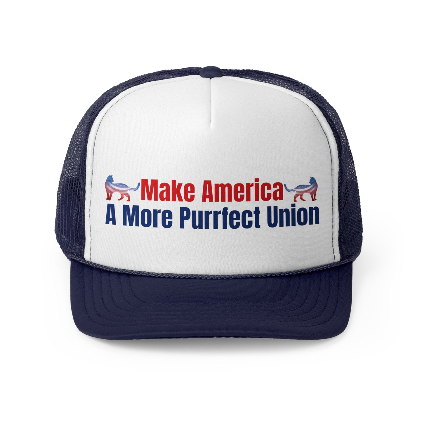 Make America A More Purrfect Union Printed Trucker Cap