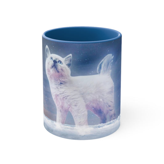 Kitten in the Clouds Blue Coffee Mug, 11oz